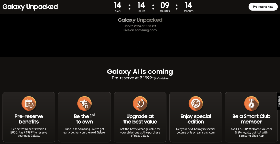 Samsung S24 pre booking started 